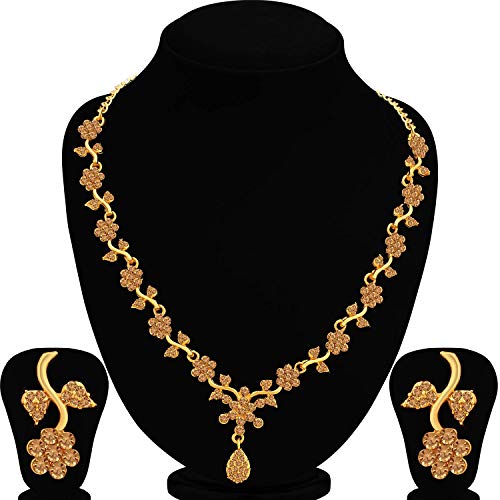 Floral Plated LCT Stone Necklace Set (N79653_D1)